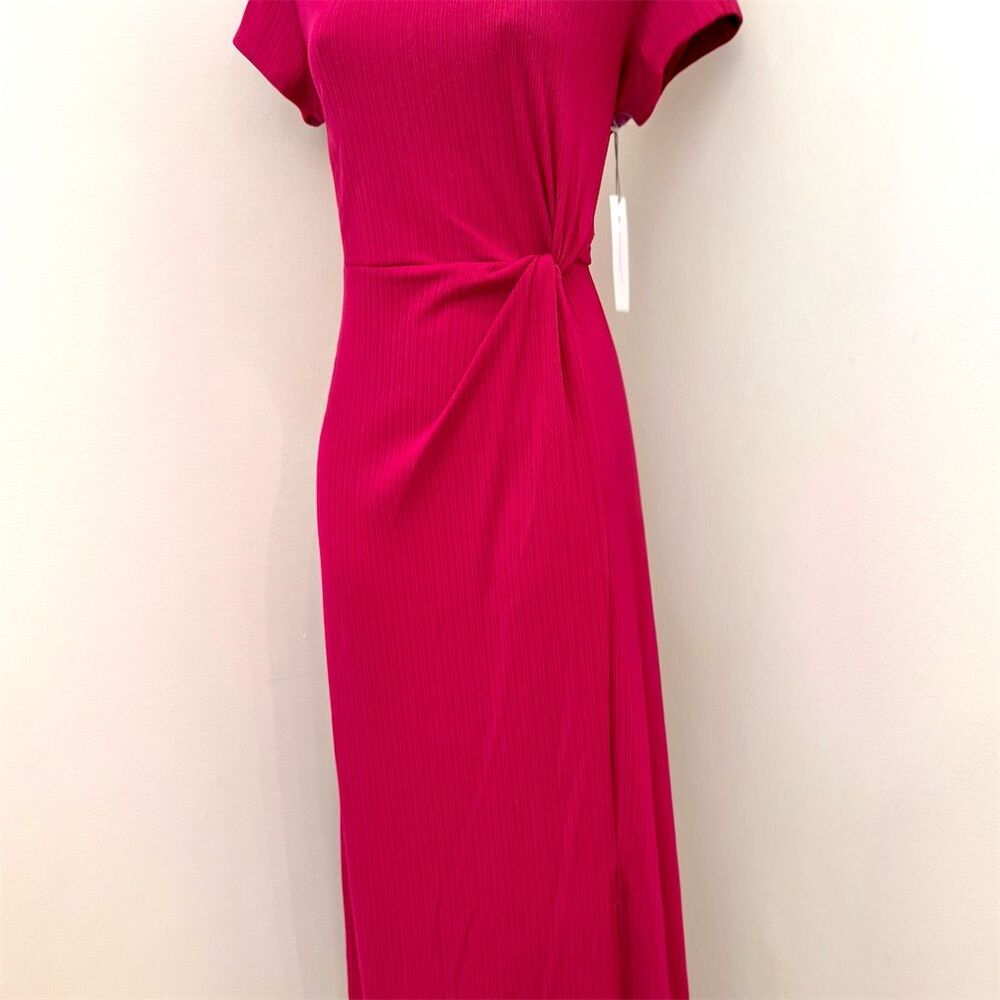 Liz Claiborne Women's Pink Midi Dress M Side Tie Party Cocktail Valentine’s Day - Picture 3 of 8